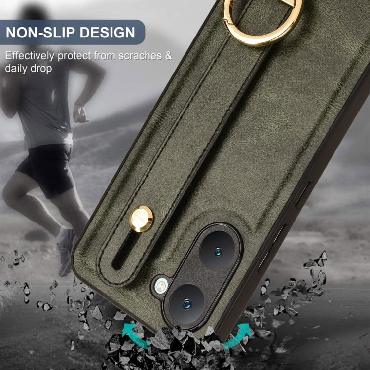 For vivo Y03 4G Wristband Leather Back Phone Case