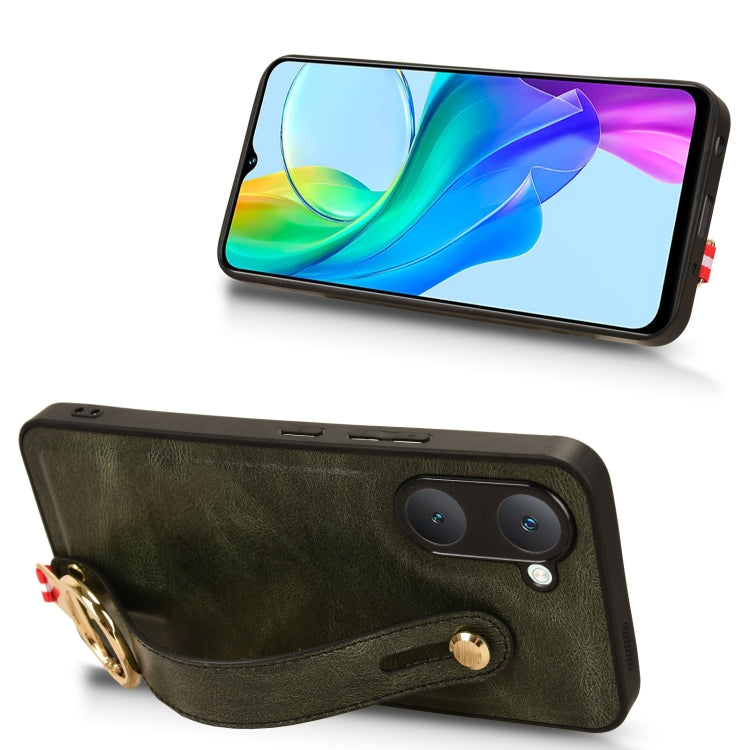 For vivo Y03 4G Wristband Leather Back Phone Case