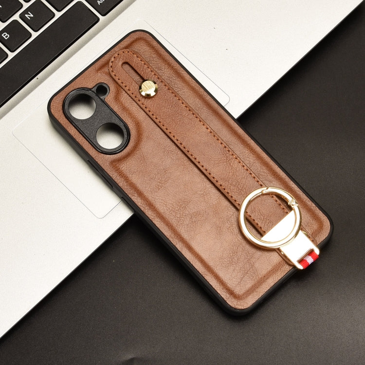For vivo Y03 4G Wristband Leather Back Phone Case