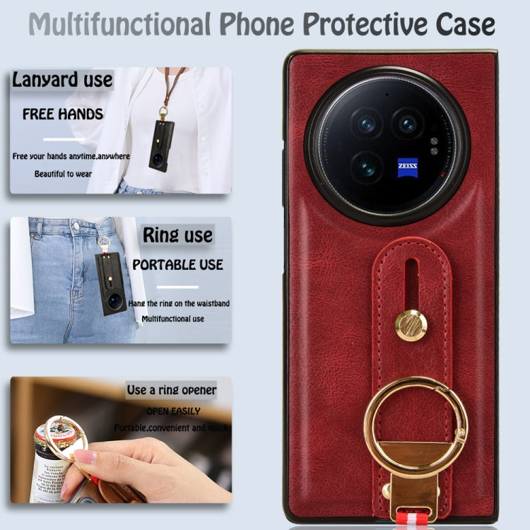 For vivo X Fold3 Wristband Leather Back Phone Case