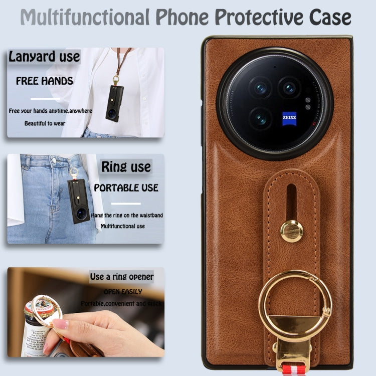 For vivo X Fold3 Wristband Leather Back Phone Case