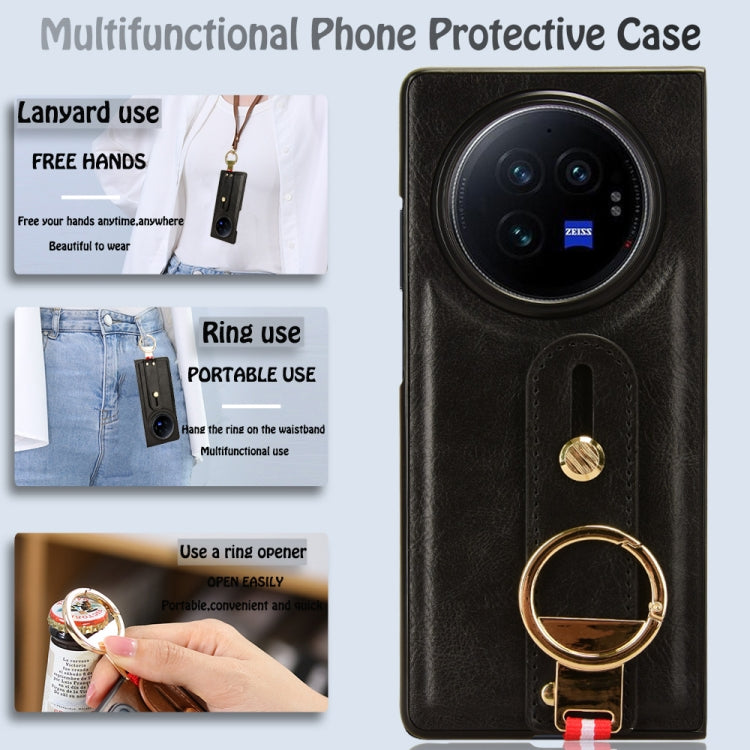 For vivo X Fold3 Pro Wristband Leather Back Phone Case