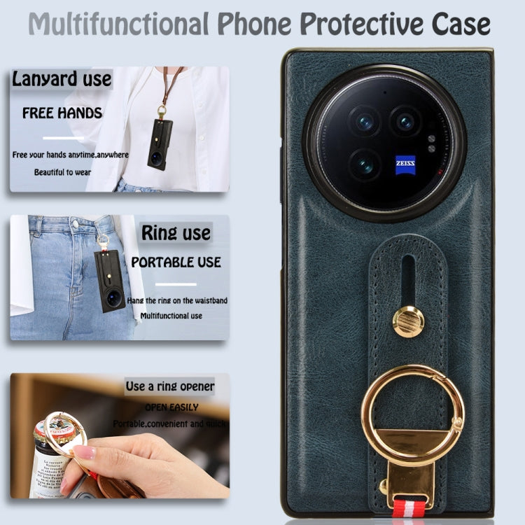 For vivo X Fold3 Pro Wristband Leather Back Phone Case