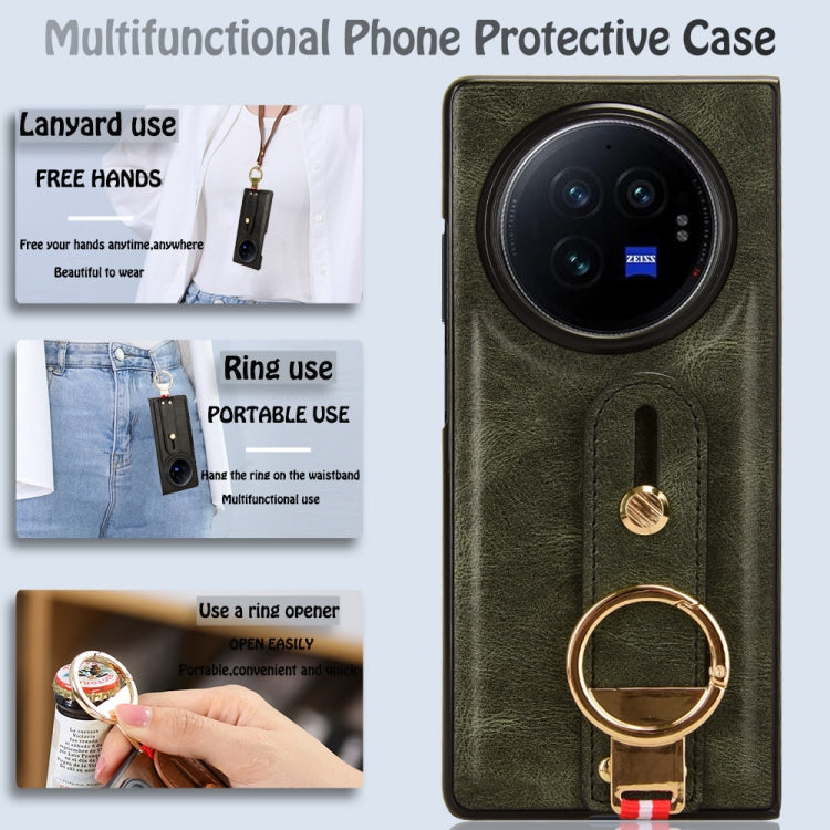 For vivo X Fold3 Pro Wristband Leather Back Phone Case
