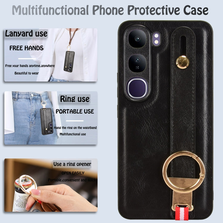 For vivo V40 Lite 5G / 4G IDN Wristband Leather Back Phone Case