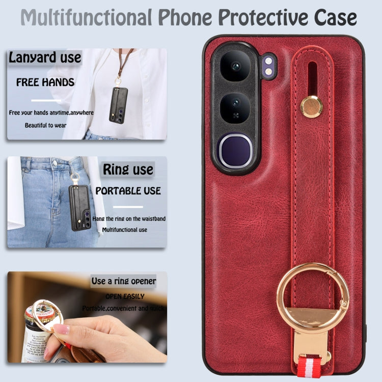 For vivo V40 Lite 5G / 4G IDN Wristband Leather Back Phone Case