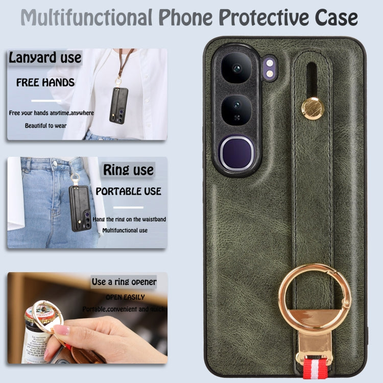 For vivo V40 Lite 5G / 4G IDN Wristband Leather Back Phone Case