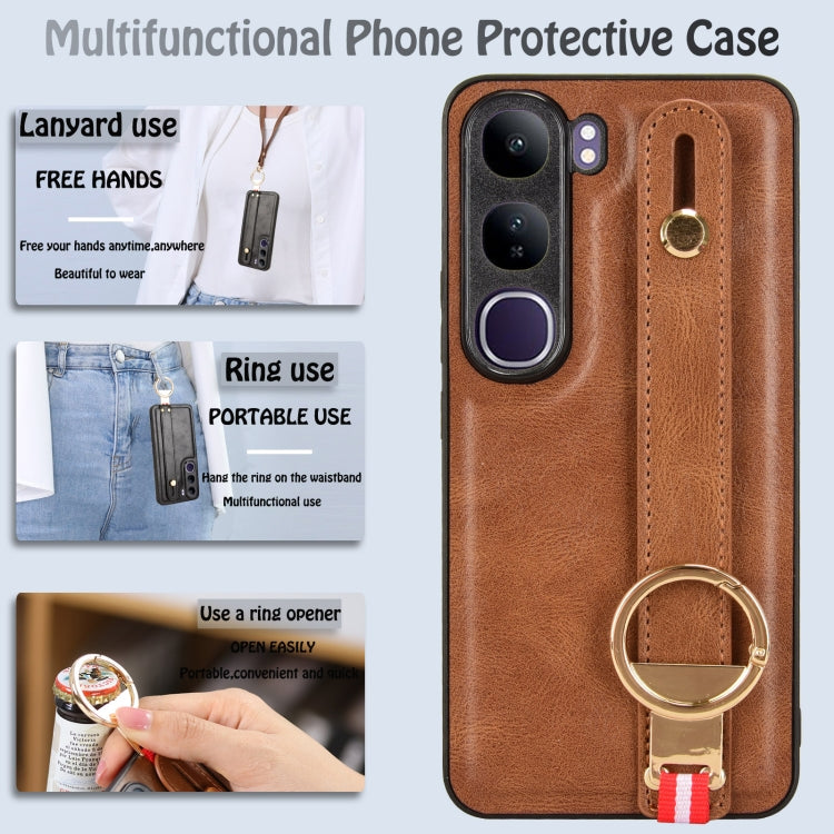 For vivo V40 Lite 5G / 4G IDN Wristband Leather Back Phone Case
