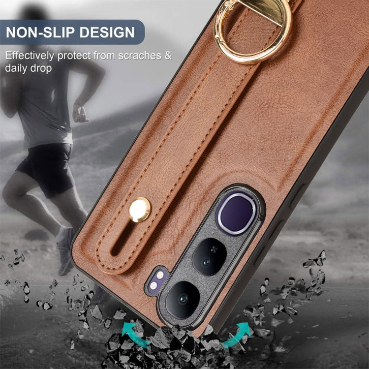 For vivo V40 Lite 5G / 4G IDN Wristband Leather Back Phone Case