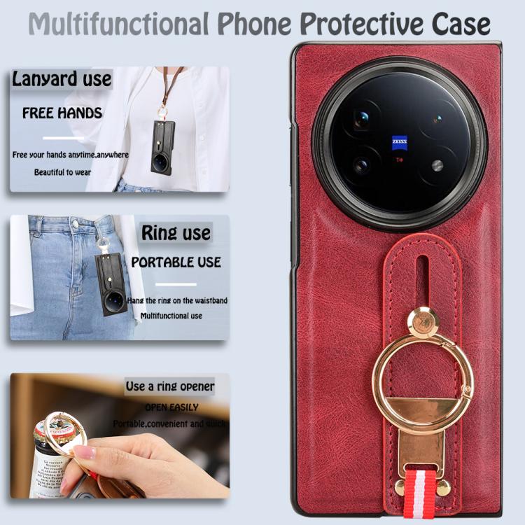 For vivo X Fold5 Wristband Leather Back Phone Case