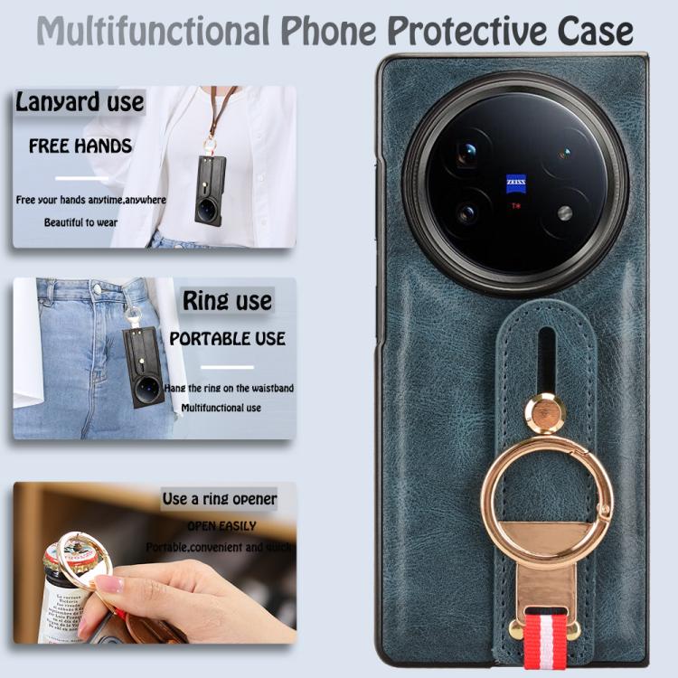 For vivo X Fold5 Wristband Leather Back Phone Case