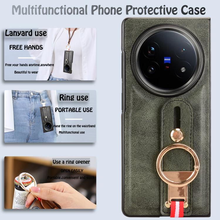 For vivo X Fold5 Wristband Leather Back Phone Case