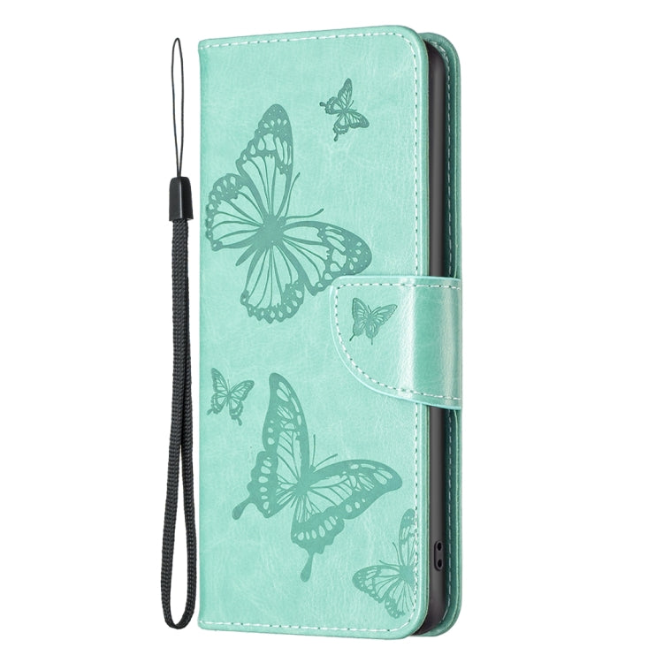 For iPhone 16 Pro Max Embossing Two Butterflies Pattern Leather Phone Case