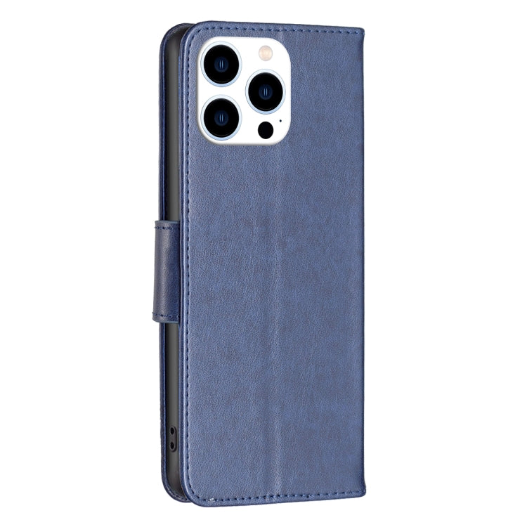 For iPhone 16 Pro Max Embossing Two Butterflies Pattern Leather Phone Case