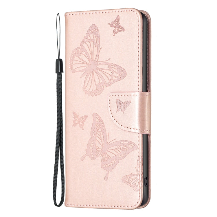 For iPhone 16 Pro Embossing Two Butterflies Pattern Leather Phone Case