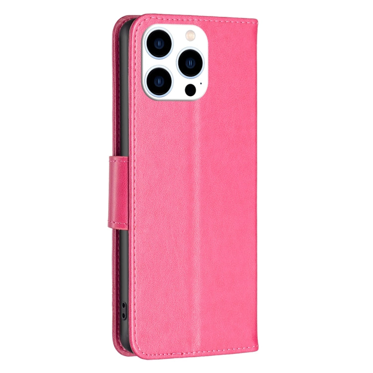For iPhone 16 Pro Embossing Two Butterflies Pattern Leather Phone Case