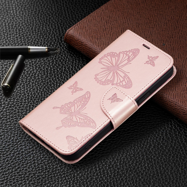 For iPhone 16 Plus Embossing Two Butterflies Pattern Leather Phone Case