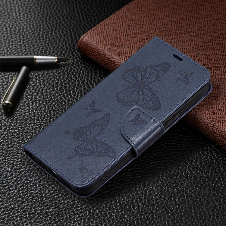 For iPhone 16 Plus Embossing Two Butterflies Pattern Leather Phone Case