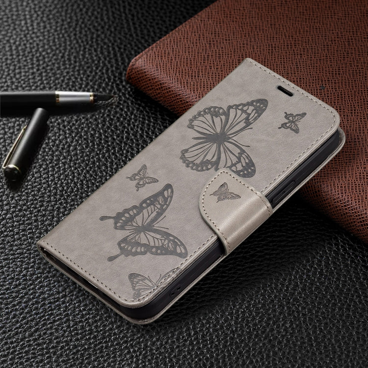 For iPhone 16 Plus Embossing Two Butterflies Pattern Leather Phone Case