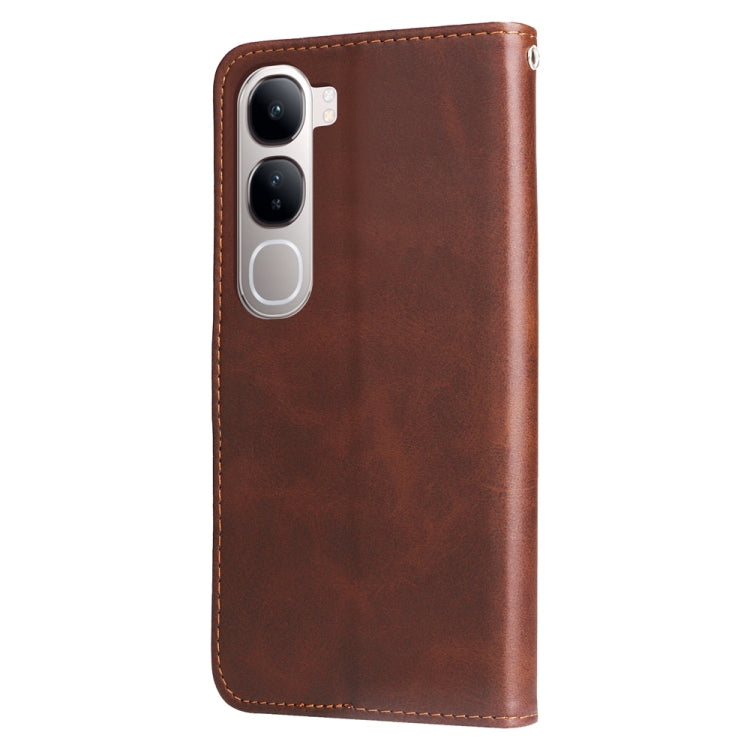 For vivo V40 Lite 4G / 5G IDN Fashion Calf Texture Zipper Leather Phone Case