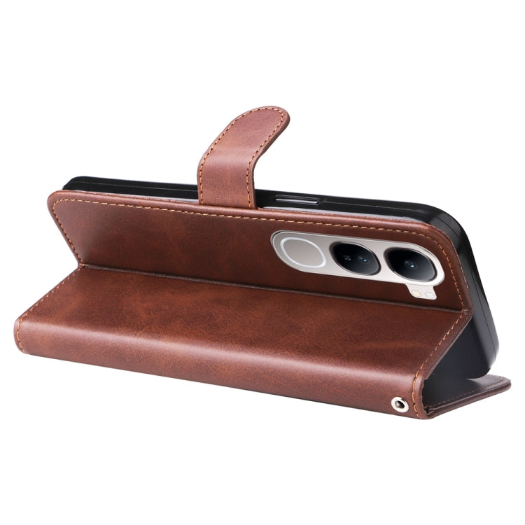 For vivo V40 Lite 4G / 5G IDN Fashion Calf Texture Zipper Leather Phone Case