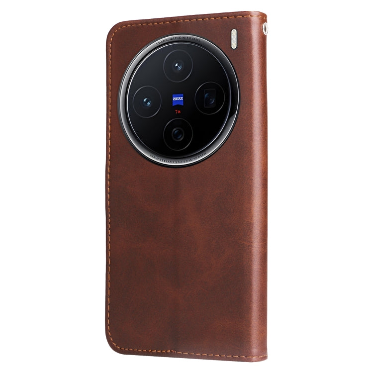 For vivo X200 Fashion Calf Texture Zipper Leather Phone Case