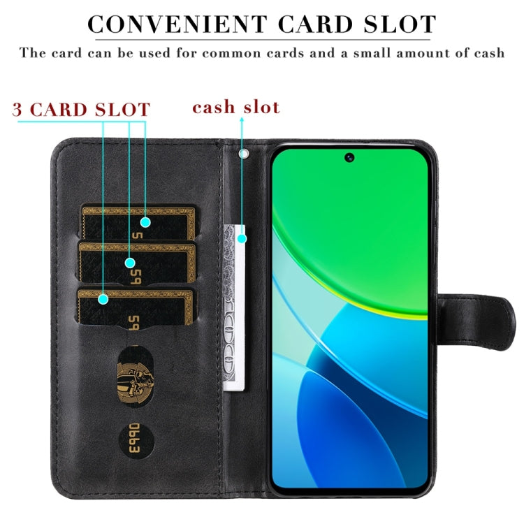 For vivo Y19s Fashion Calf Texture Zipper Leather Phone Case