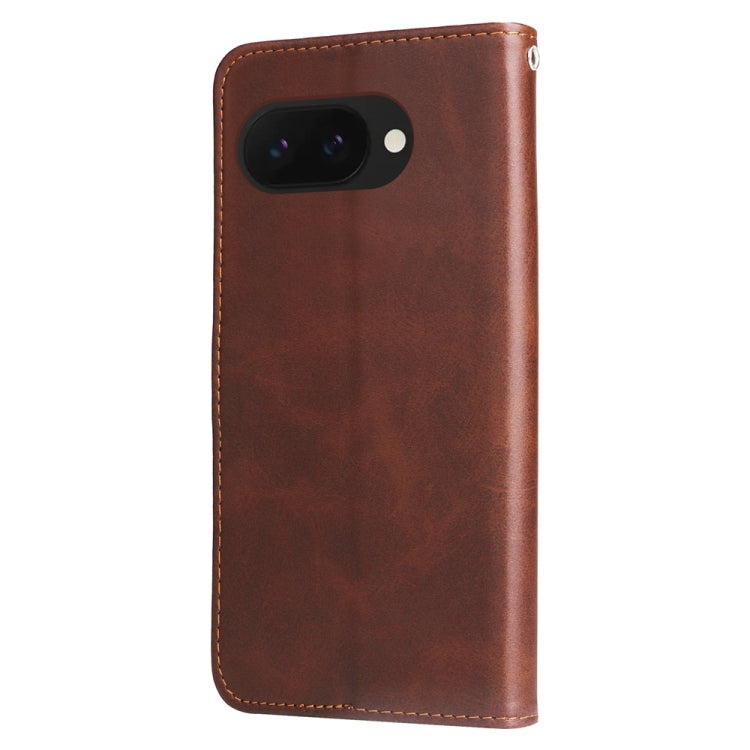For Google Pixel 9a Fashion Calf Texture Zipper Leather Phone Case