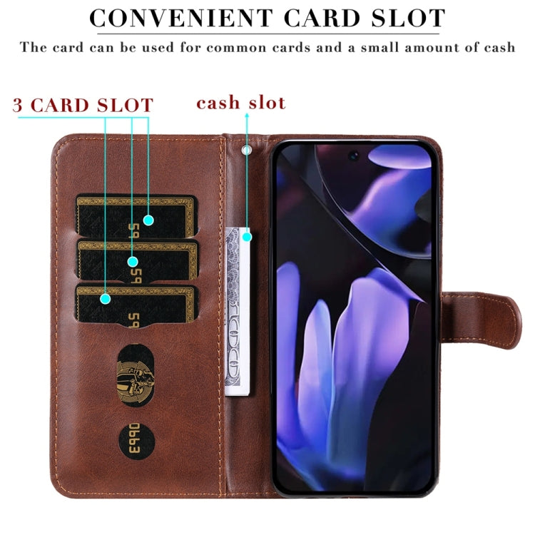 For Google Pixel 9a Fashion Calf Texture Zipper Leather Phone Case