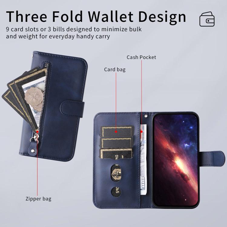 For Google Pixel 10a Fashion Calf Texture Zipper Leather Phone Case