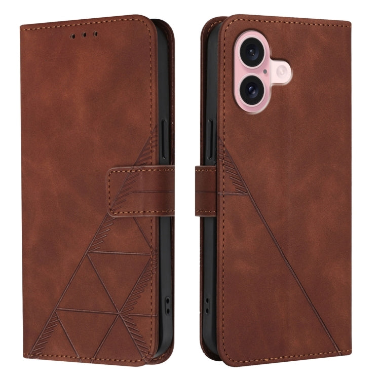 For iPhone 16 Crossbody 3D Embossed Flip Leather Phone Case