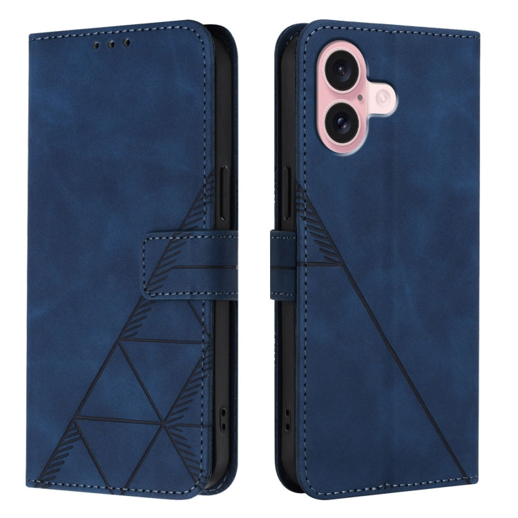 For iPhone 16 Crossbody 3D Embossed Flip Leather Phone Case