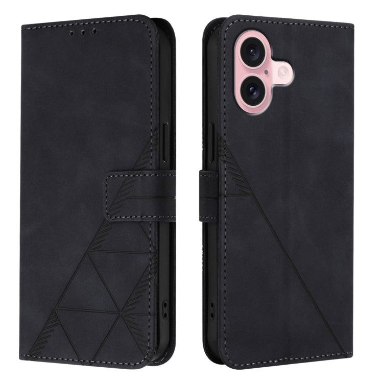 For iPhone 16 Crossbody 3D Embossed Flip Leather Phone Case