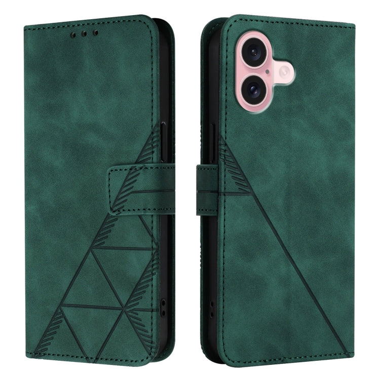 For iPhone 16 Crossbody 3D Embossed Flip Leather Phone Case