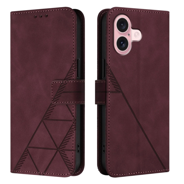 For iPhone 16 Crossbody 3D Embossed Flip Leather Phone Case