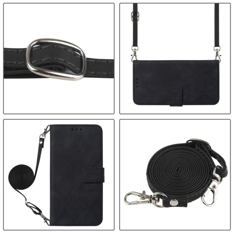 For iPhone 16e / 17e Crossbody 3D Embossed Flip Leather Phone Case