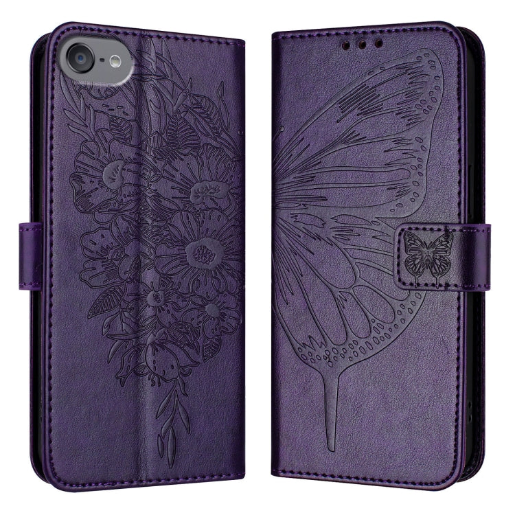 For iPod Touch 7 / 6 / 5 Embossed Butterfly Leather Phone Case