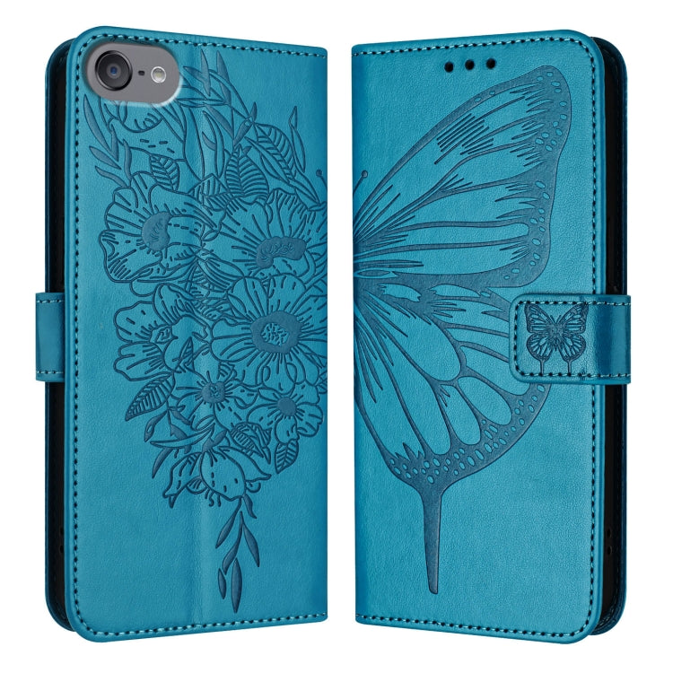 For iPod Touch 7 / 6 / 5 Embossed Butterfly Leather Phone Case