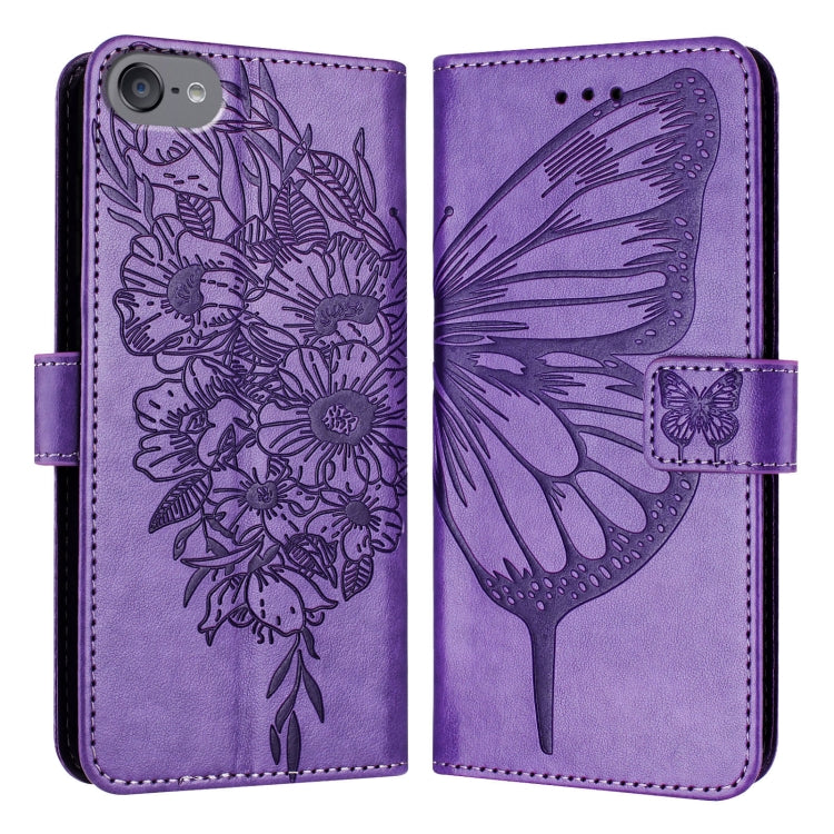 For iPod Touch 7 / 6 / 5 Embossed Butterfly Leather Phone Case
