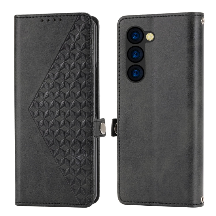 For Samsung Galaxy Z Fold6 Cubic Grid Calf Texture Magnetic Leather Phone Case