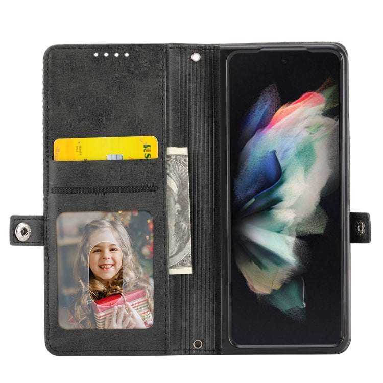 For Samsung Galaxy Z Fold6 Cubic Grid Calf Texture Magnetic Leather Phone Case