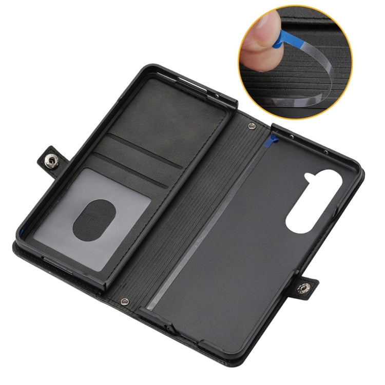 For Samsung Galaxy Z Fold6 Cubic Grid Calf Texture Magnetic Leather Phone Case