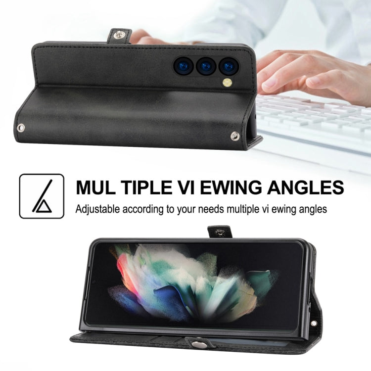 For Samsung Galaxy Z Fold6 Cubic Grid Calf Texture Magnetic Leather Phone Case