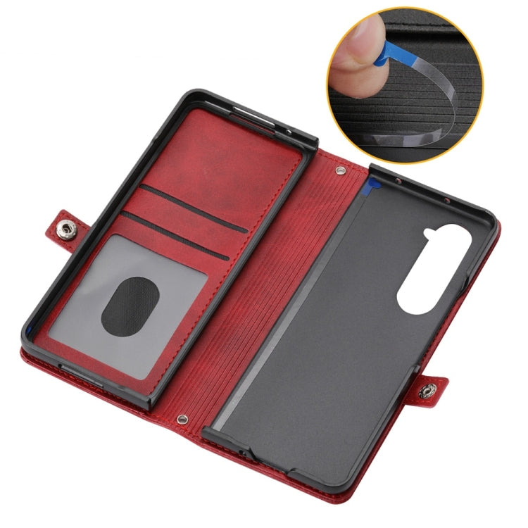 For Samsung Galaxy Z Fold6 Cubic Grid Calf Texture Magnetic Leather Phone Case
