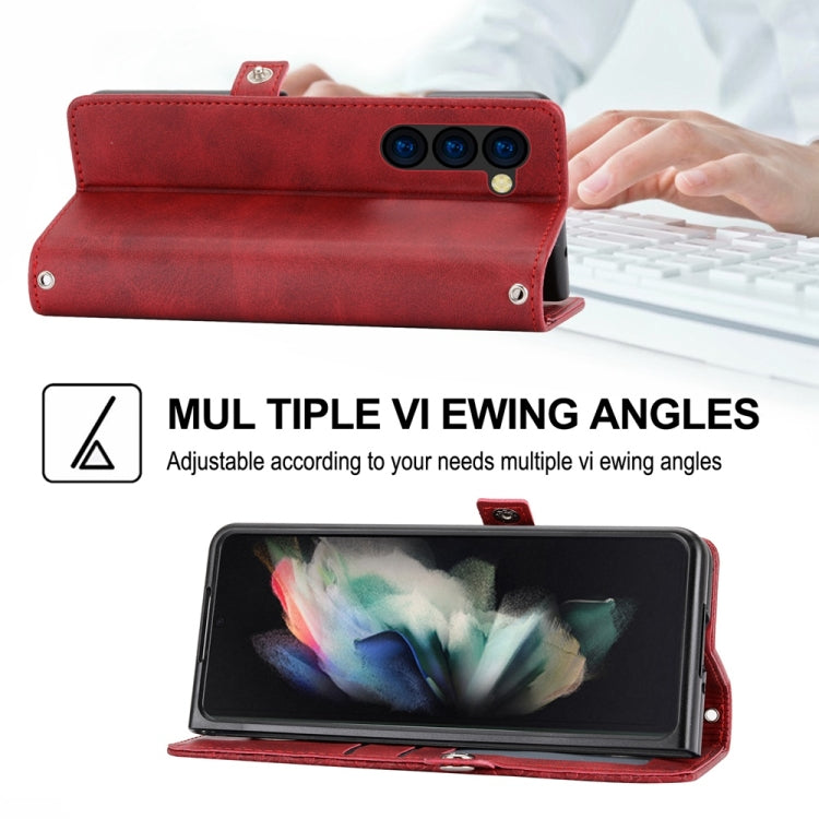For Samsung Galaxy Z Fold6 Cubic Grid Calf Texture Magnetic Leather Phone Case
