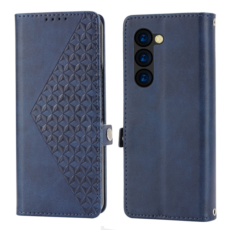 For Samsung Galaxy Z Fold6 Cubic Grid Calf Texture Magnetic Leather Phone Case