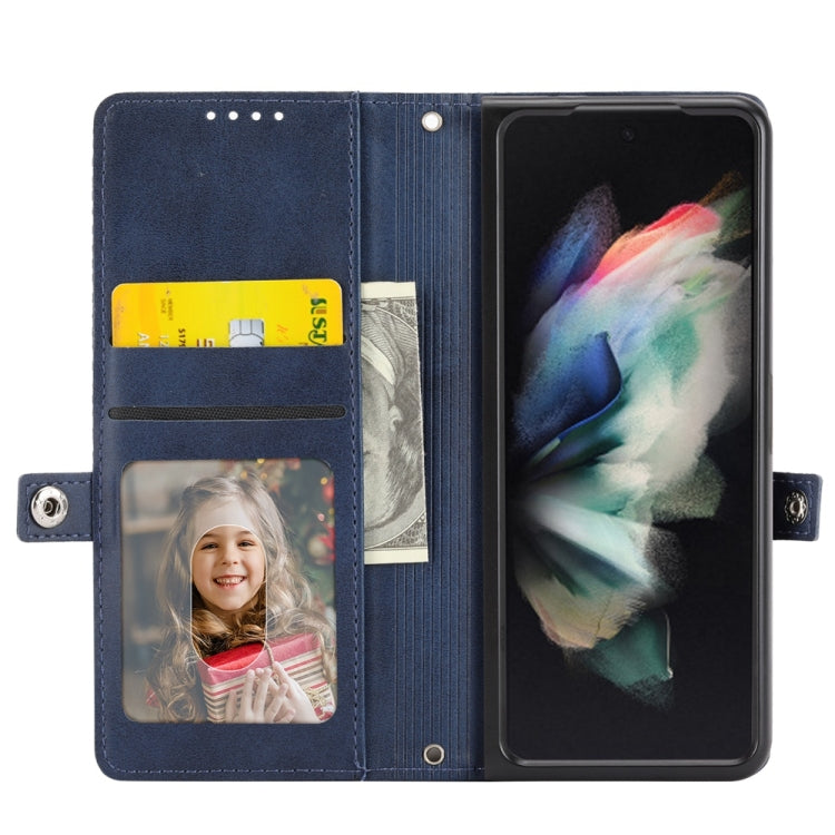 For Samsung Galaxy Z Fold6 Cubic Grid Calf Texture Magnetic Leather Phone Case