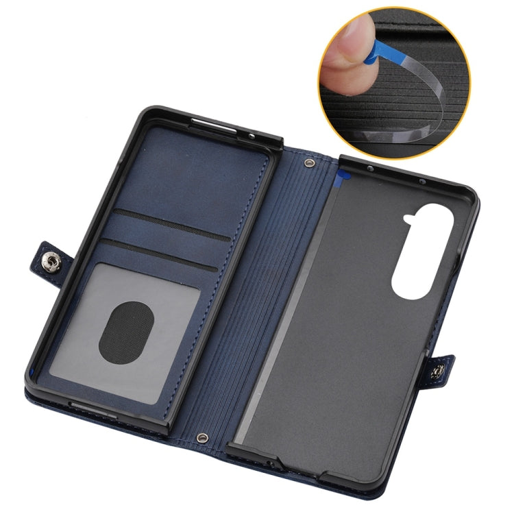 For Samsung Galaxy Z Fold6 Cubic Grid Calf Texture Magnetic Leather Phone Case
