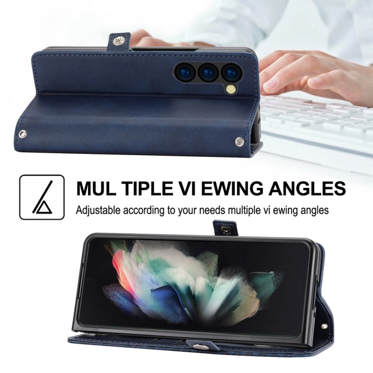 For Samsung Galaxy Z Fold6 Cubic Grid Calf Texture Magnetic Leather Phone Case