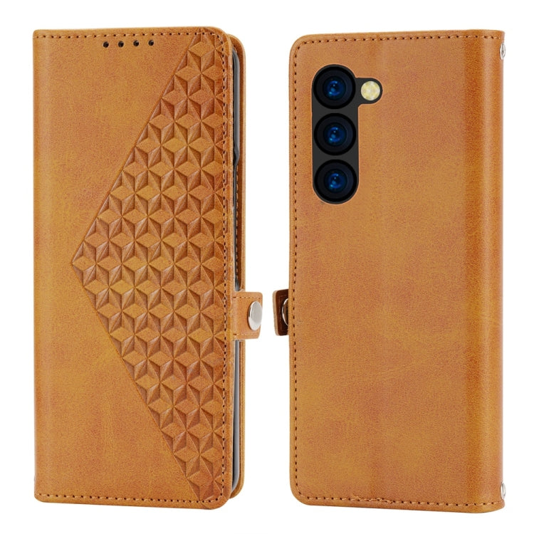 For Samsung Galaxy Z Fold6 Cubic Grid Calf Texture Magnetic Leather Phone Case